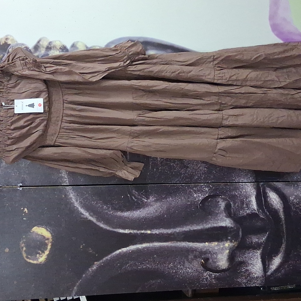 Zesica Brown Elastic Waist Skirt - S